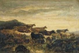 Narcisse Virgilio Diaz Zonsondergang met koeien oil painting picture